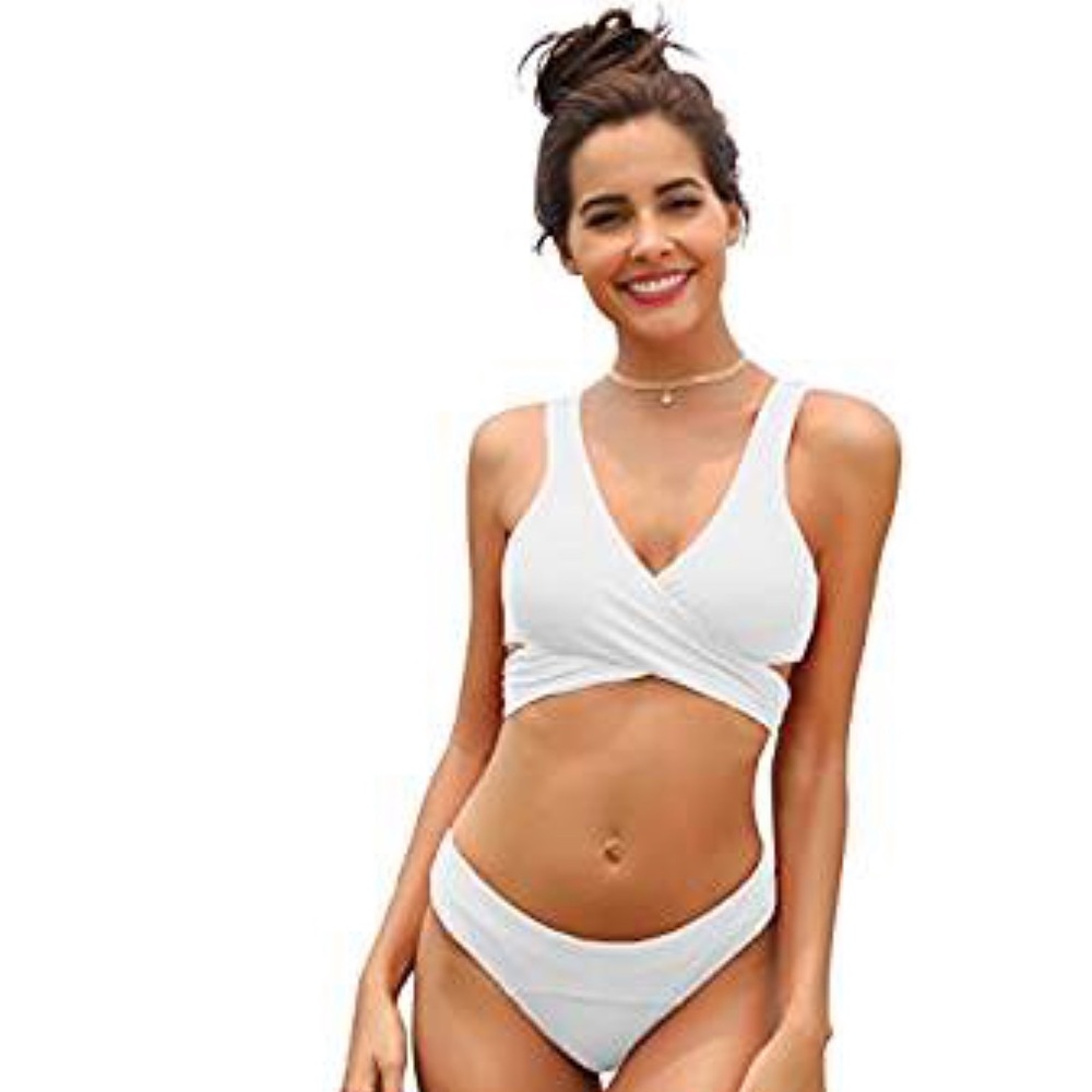 White wraparound bikini set